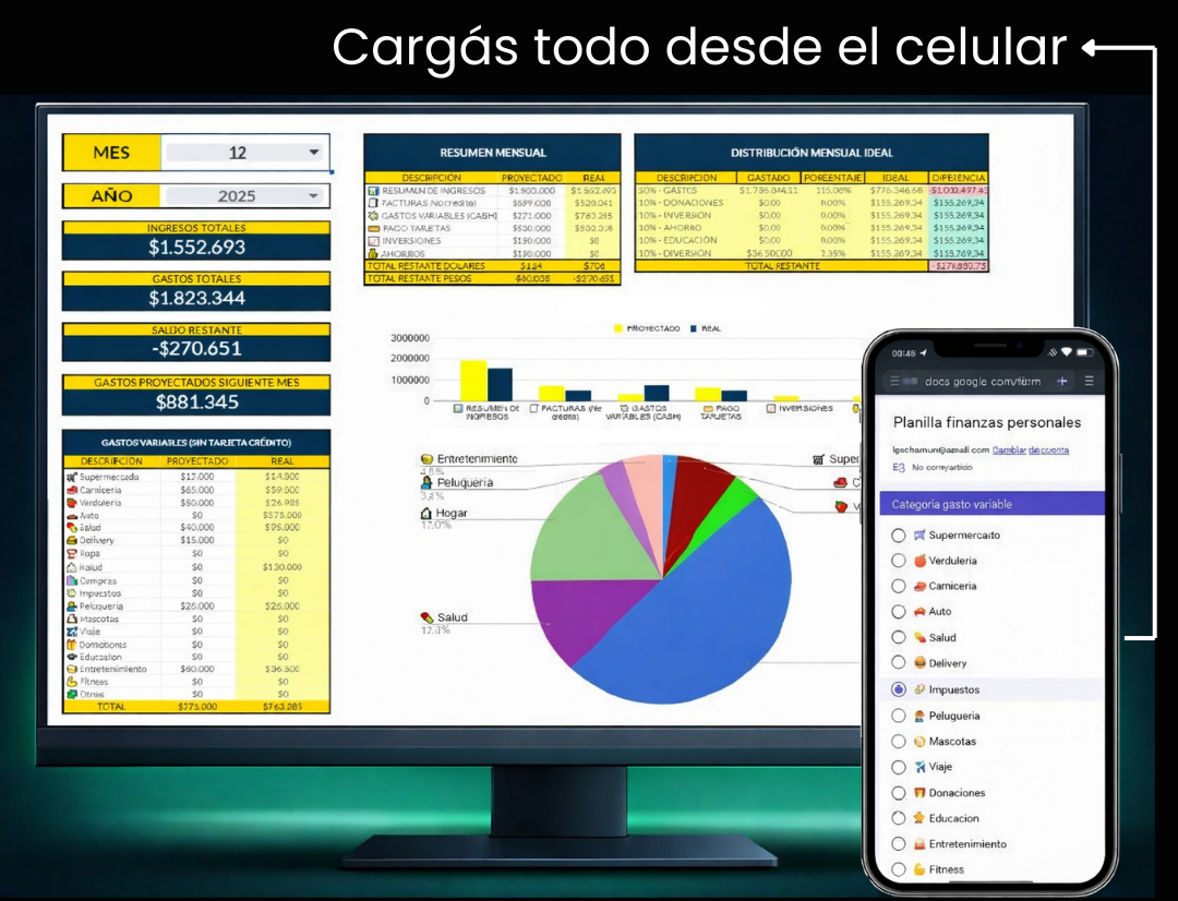 PLANILLA DE FINANZAS AUTOMÁTICA + 4 BONUS DE REGALO